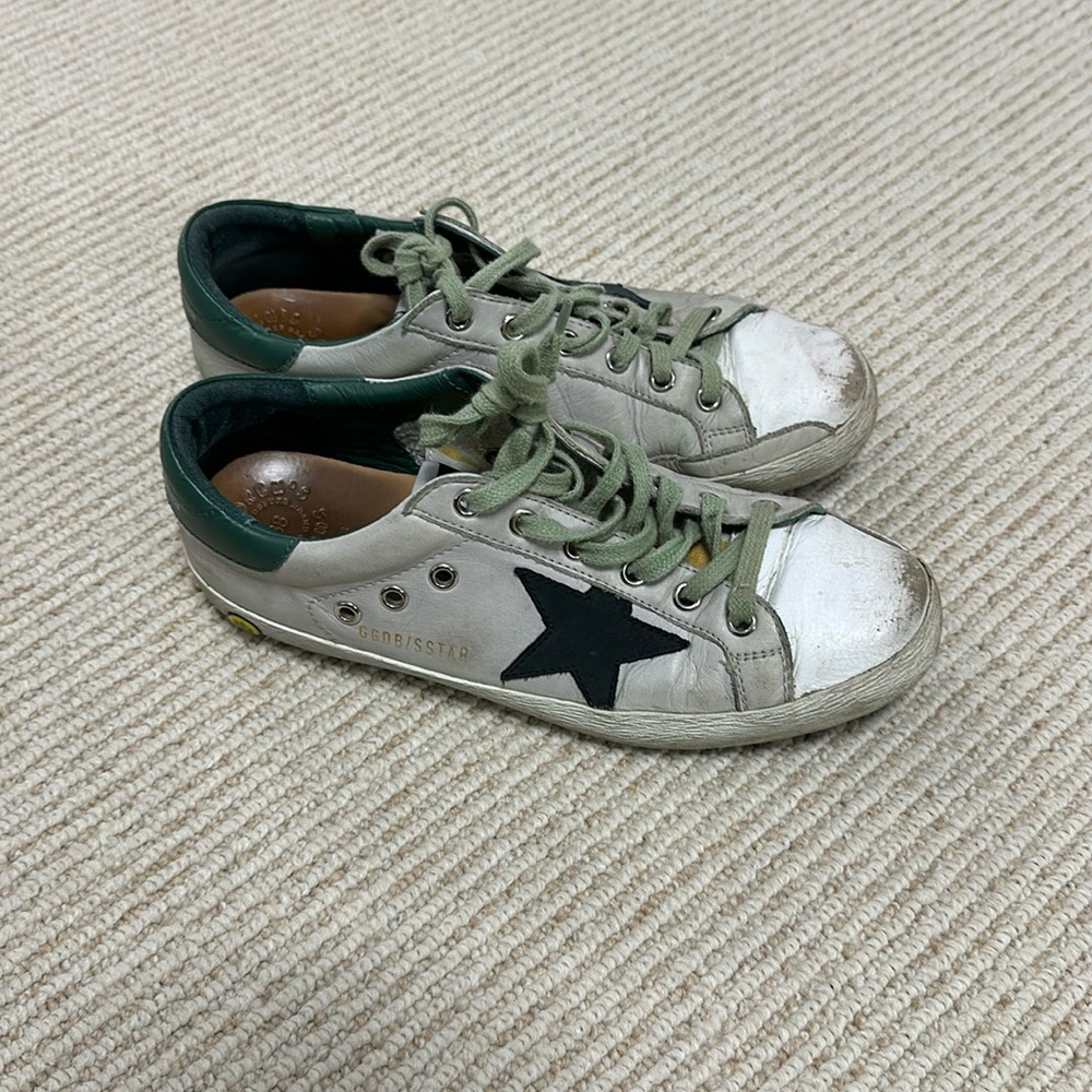 Golden goose size 38 color grey white green and navy star - Picture 1 of 6